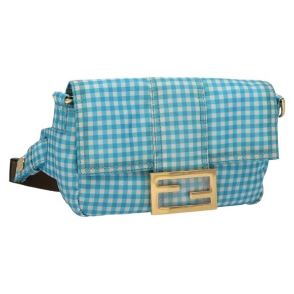 FENDI Waist bag Nylon Blue Gold Auth KD512 - Picture 1 of 16